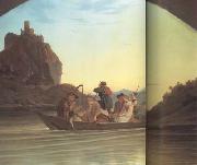 Adrian Ludwig Richter Crossing the Elbe in front of the Schreckenstein (mk10) oil painting